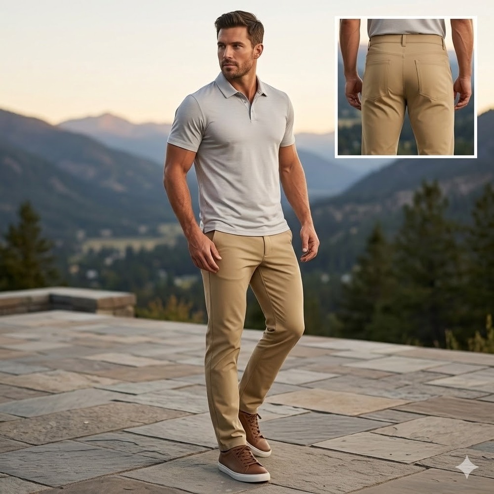 Fabletics Mens The Don 5-Pocket Pants Slim Fit Tan Khaki 29x32‎ PT2459389 NEW